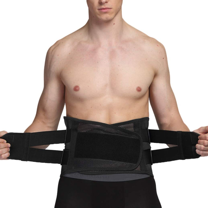 Neotech Care Adjustable Back Support With Double Adjustment Straps - Lumbar Area & Lower Back - Breathable & Lightweight Material - Wide Support - Posture - Black (M) - NewNest Australia