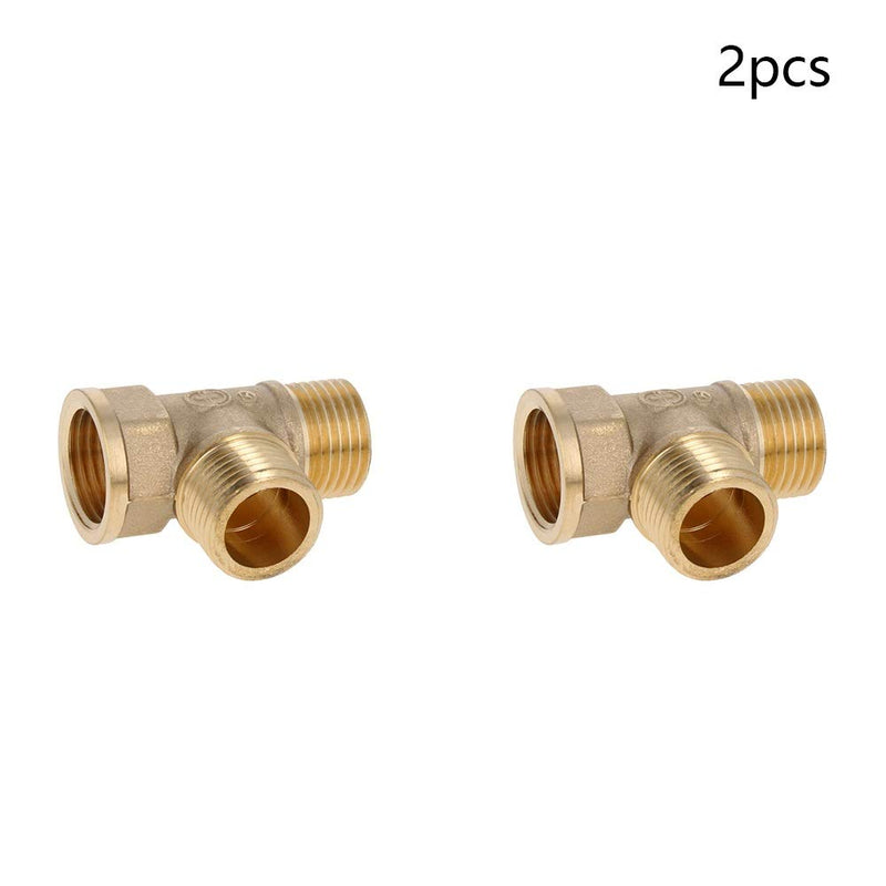 Yinpecly Brass Tee Pipe Fitting 1/2PT Male x 1/2PT Male x 1/2PT Female T Shaped Coupling Connector for Connect Pipes Water Fuel Oil Inert Gases Brass Tone 2pcs - NewNest Australia
