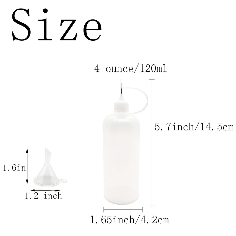5 Pcs Precision Tip Applicator Bottles, MYYZMY 4 Ounce Needle Tip Bottle, with 2 Pcs Mini Funnel, White Lid - NewNest Australia