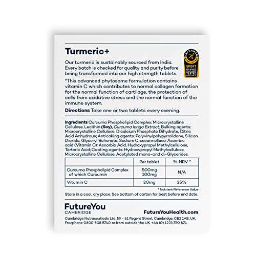 Turmeric+ Curcumin 500mg Patented Highly Absorbable with Vitamins C & D - Informed-Sport Certified - Bone, Joint & Muscles Supplements - 28 Day Supply - NewNest Australia