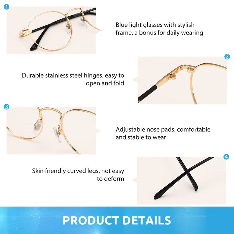 Firmoo blue light filter reading glasses with prescription 1.0x unisex glasses visual aid glasses reading aid reading glasses anti-glare scratch-resistant gold - NewNest Australia