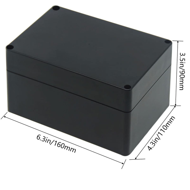 Junction Box, Zulkit Project Box IP65 Waterproof Dustproof ABS Plastic Electrical Boxes Electronic Enclosure Black 6.3 x 4.3 x 3.5 inch(160 x 110 x 90 mm)(Pack of 1) 6.3" x 4.3" x 3.5"(Pack of 1) - NewNest Australia