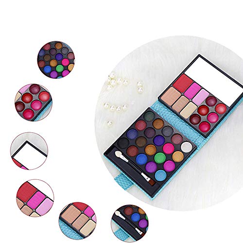 RoseFlower 32 Colors Eye Shadow Palette Matt Shimmer Professional Waterproof Long Lasting Non-smudge High-pigmented Eye Shadow Blusher Lip Gloss Contour makeup palette Cosmetic Kit#Blue #Blue case - NewNest Australia