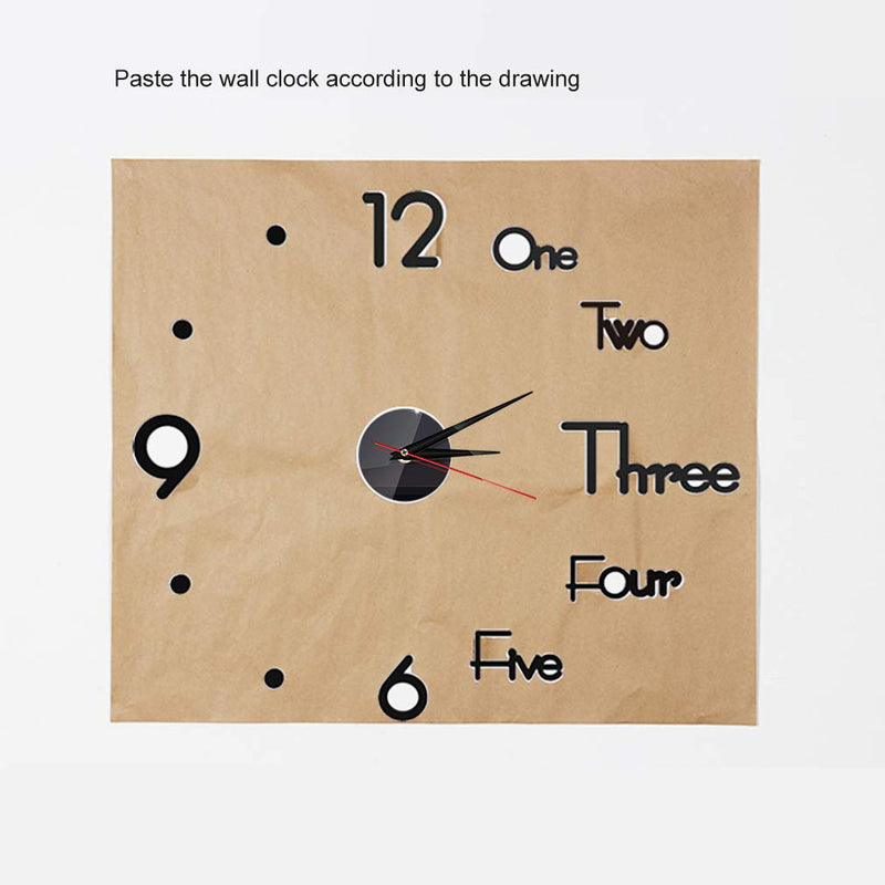 NewNest Australia - Hooqict DIY Wall Clock Frameless Mirror 3D DIY Creative Wall Clock DIY Clock for Living Room Bedroom Wall Outdoor Home Office School Decorations Black 