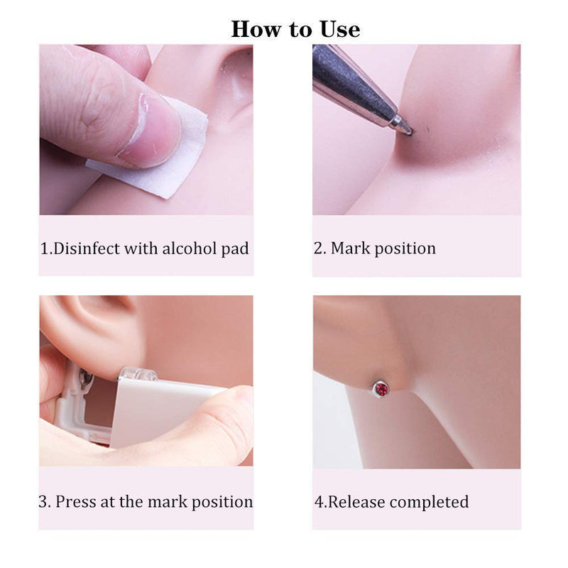 Anzero 2 Pack Self Ear Piercing Gun Disposable Self Ear Piercing Kit Safety Ear Piercing Gun Kit Tool with 2mm Earring Studs - NewNest Australia