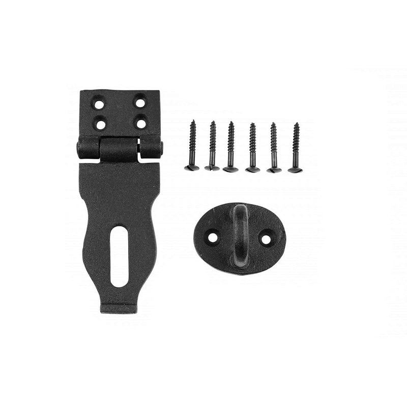 Decorative Black Wrought Iron Hasp Lock 4" X 1.75" Heavy Duty Rust Resistant Hasp Latches Safety Padlock Clasps for Cabinets, Chests Or Doors with Screws | Renovators Supply Manufacturing Pack of 2 - NewNest Australia