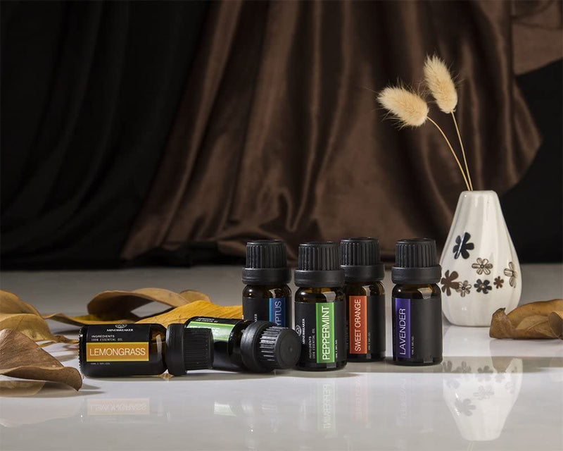 Aromatherapy Essential Oil Set - 6 Bottles Aromatherapy Essential Oil Eucalyptus, Lavender, Tea Tree, Lemongrass, Sweet Orange, Peppermint Oil Works For All Oil Diffusers - NewNest Australia