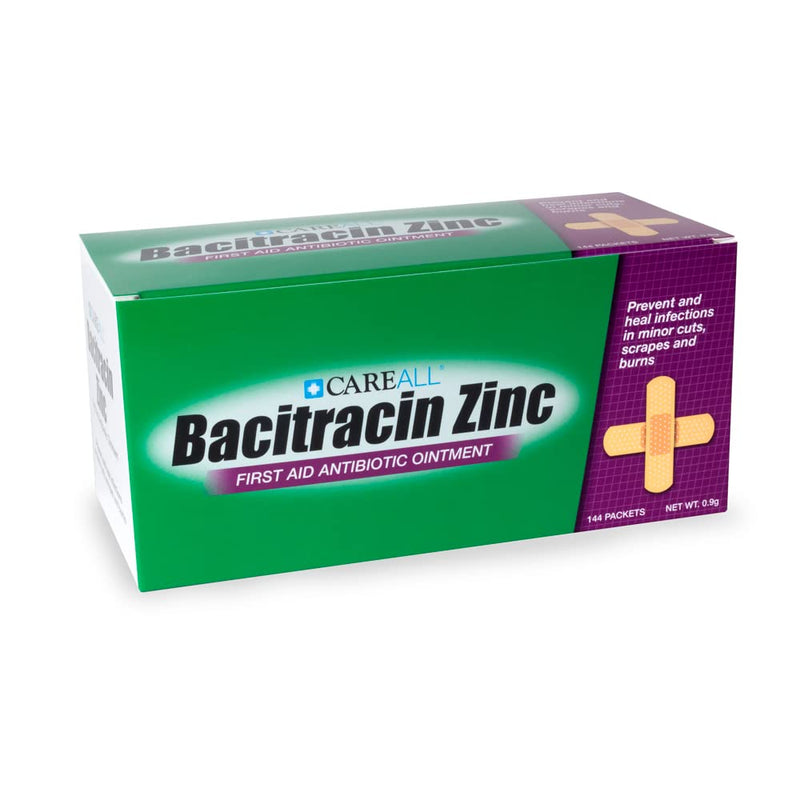 (144 Pack) CareALL Bacitracin Antibiotic Zinc Ointment 0.9gr Foil Packet. First Aid Ointment to Prevent and heal infections for Minor cuts, scrapes and Burns. - NewNest Australia