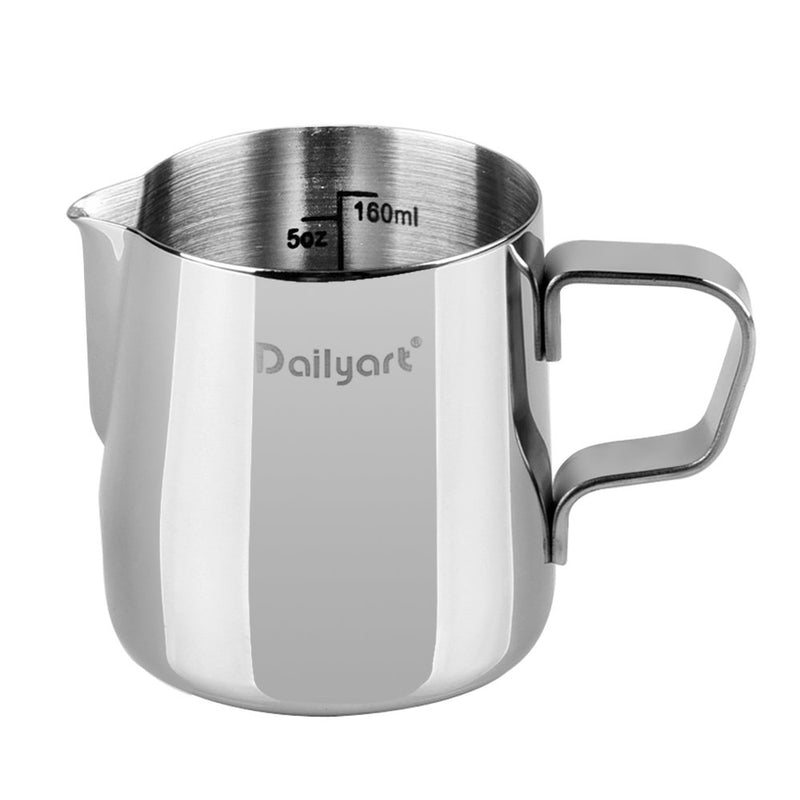 NewNest Australia - Dailyart Milk Frothing Jug Frothing Pitcher Espresso Steaming Pitcher Barista Tool Coffee Machine Accessory 304 (18/8) Stainless Steel 160ml 5.4 oz(mini) 