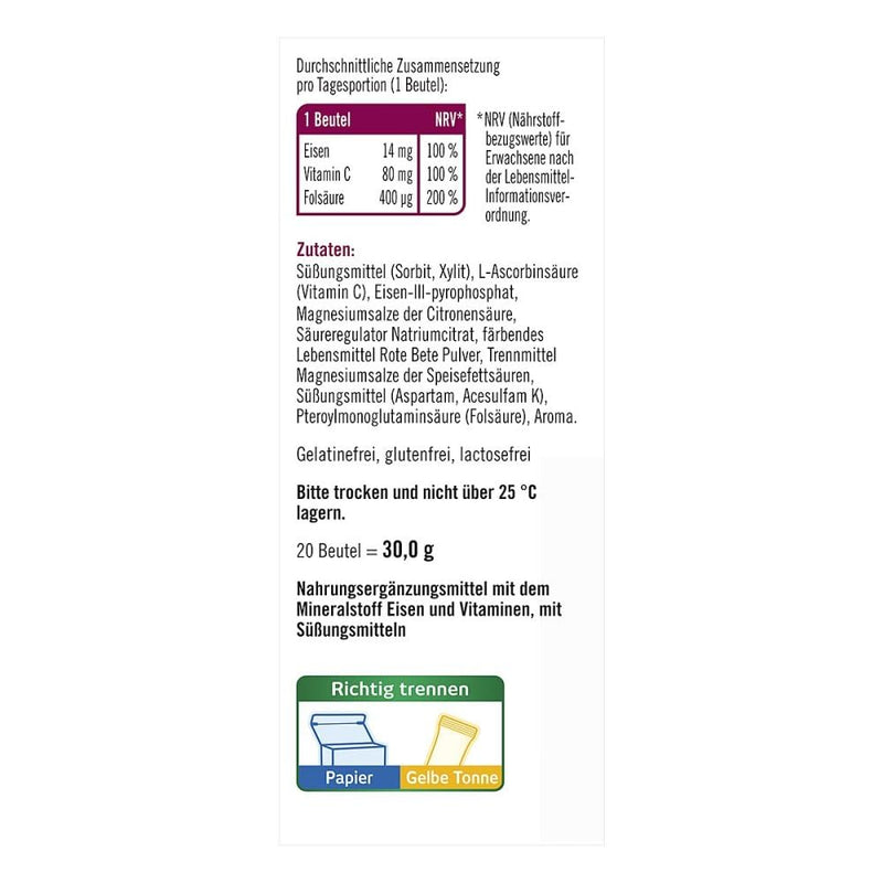 Taxofit iron + folic acid direct granules 20 pieces - NewNest Australia