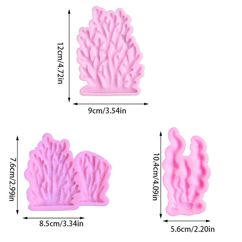 KuuGuu 5 PCS Coral Seaweed Silicone Mold,Coral Shape Fondant Molds for Chocolate, Chocolates Sea Creatures Candy Sugar Candy, Cake Decoration,Resin, Polymer Clay, Craft, Jewelry - NewNest Australia