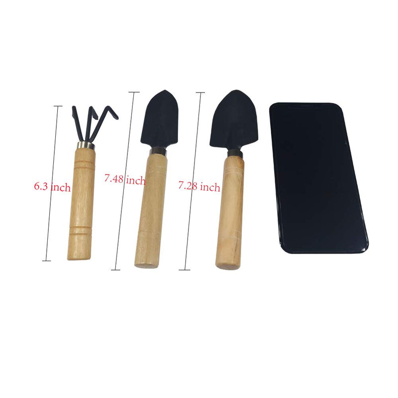 MALARNEY 3 Piece Gardening Tool Set Mini Wood Handle Shovel Trowel Gardening Tools for Flowers Succulent Tranplanting (Small) small - NewNest Australia