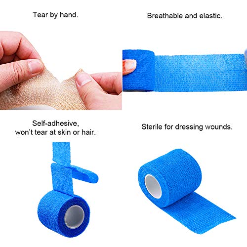 Tape Bandage Bandage, 5 Pieces Non-Woven Fabric Waterproof Self-Adhesive Bandage Self-Adhesive Non-Woven Fabric Cohesive Wrap Elastic Bandage For Outdoor Sports, 5 Cm X 4.5 M (Blue) - NewNest Australia