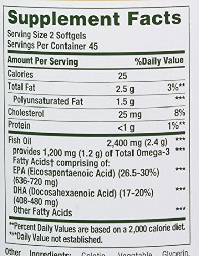 Fish Oil by Nature's Bounty, Dietary Supplement, Omega 3, Supports Heart Health, 2400 Mg, 90 Coated Softgels - NewNest Australia