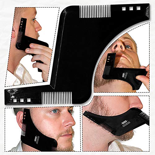 Pack of 2 beard stencils, beard contour stencil, professional beard stencil, beard shapes for chin beard, sideburns neck, beard comb styling tool, beard care for full beard and 3 day beard - NewNest Australia