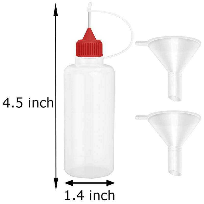12 Pcs 2 Ounce Needle Tip Glue Bottle 60 mL Plastic Dropper Bottles Multicolor lid with 2 Pcs Mini Funnel for Small Gluing Projects, Paper Quilling DIY Craft, Acrylic Painting - NewNest Australia