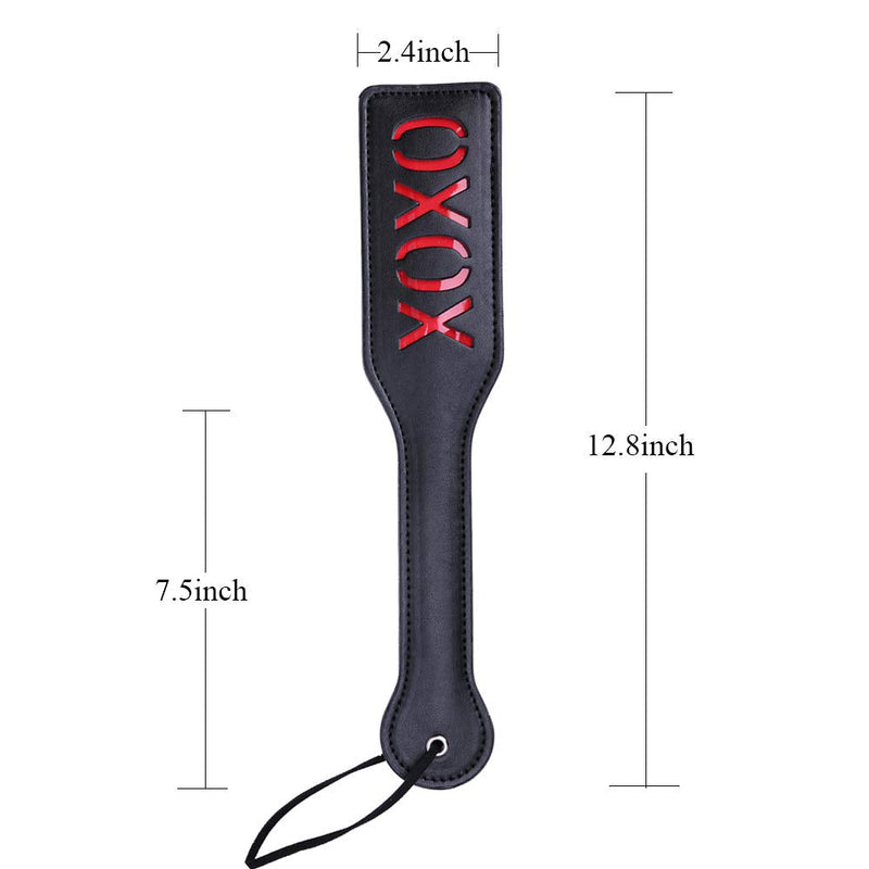 Faux Leather XOXO Spanking Paddle for Sex Play, 12.8inch Total Length Paddle, Black - NewNest Australia