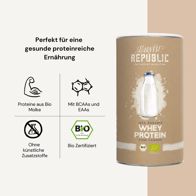 Harvest Republic Organic Whey Protein Smoothie Powder, With 80% Protein Content For Muscle Building With Protein From Organic Whey, Rich In Bcaas And Eaas, Easy To Soluble, Perfect For Healthy Shakes And Smoothies, 400 G - NewNest Australia