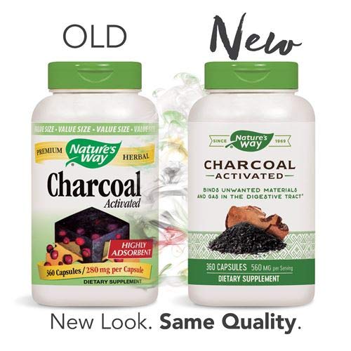 Nature's Way Activated Charcoal, Binds Unwanted Materials and Gas*, 560mg per Serving, 360 Capsules - NewNest Australia
