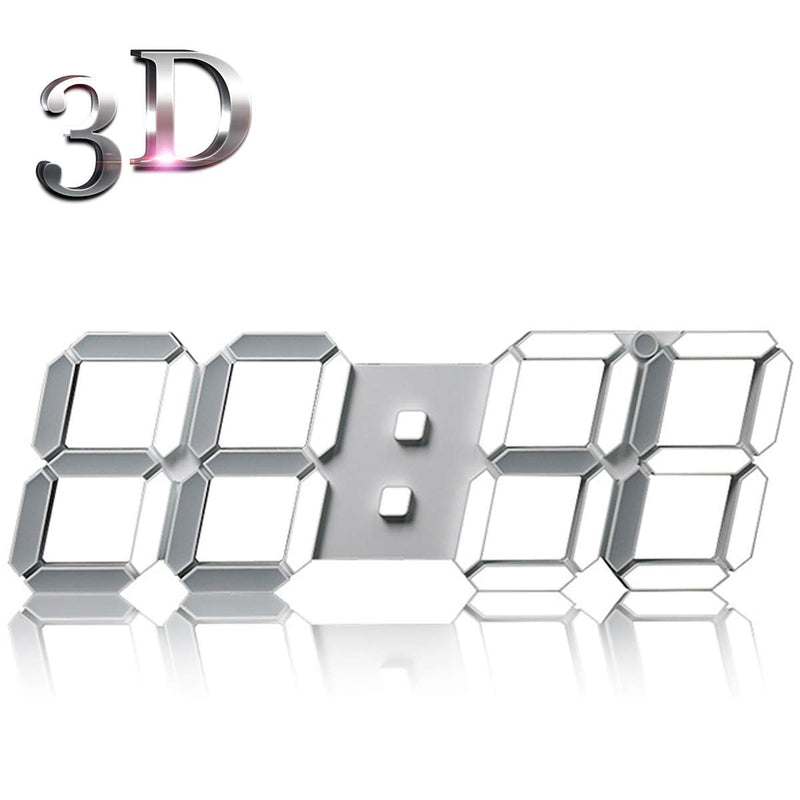 NewNest Australia - GooDay 3D LED Digital Clock Modern Design Multi-Functional Wall Clocks with Remote Control Temperature Calendar Countdown Timing-White 