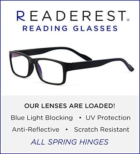 Readerest Blue Light Blocking Reading Glasses, Computer Glasses, fashionable for men and women, Anti Glare, Anti Eyestrain (Black, Zero Magnification) Black 0.0 x - NewNest Australia