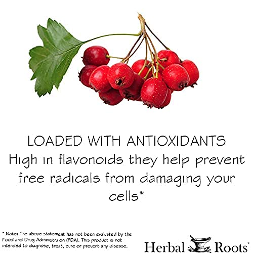 Herbal Roots Organic Hawthorn Berry Capsules - Heart Health - Extra Strength 1,200mg per Serving, Vegan, Made in The USA - NewNest Australia