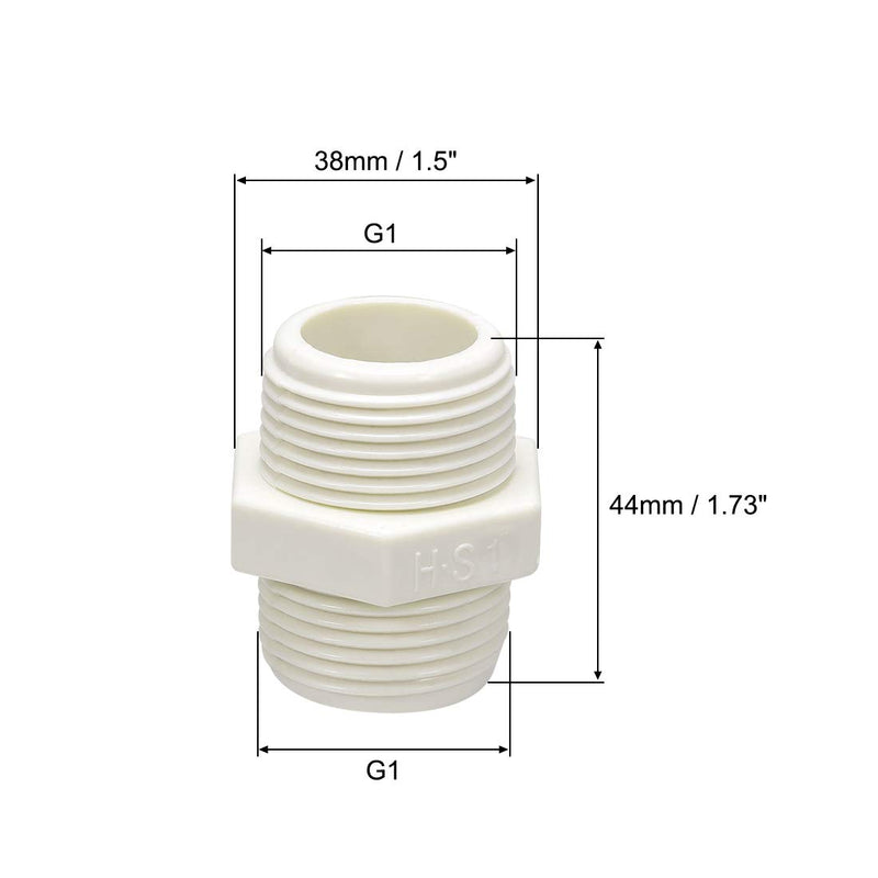 uxcell PVC Pipe Fitting Hex Nipple G1 X G1 Male Thread Adapter Connector 2pcs - NewNest Australia