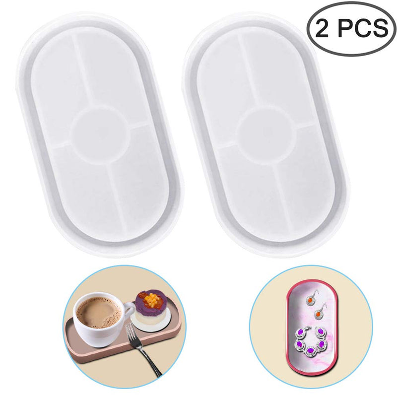 AFUNTA DIY Oval Silicone Coaster Mold,2 Pcs Soft Flexible Oval Crystal Silicone Molds for Casting with Resin, Concrete, Cement and Polymer Clay - Transparent White - NewNest Australia