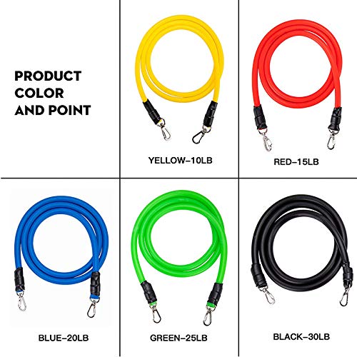 Nature Therapy Home Fitness Accessory Resistance Tube Resistant Bands Set (11 PCS) With Carrying Bag Muscle Building Strength Training Yoga Pull Rope Home Gym Equipment - NewNest Australia