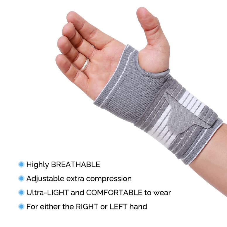 Neotech Care Palm Support With Thumb Part - Adjustable Compression Straps - Elastic & Breathable Fabric - For Sports, Bowling, Boxing - Gray (1 Unit, Size M) - NewNest Australia