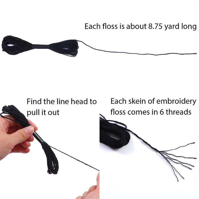 24 Skeins Cross Stitch Threads, Black and White Cotton Embroidery Floss Friendship Bracelets Floss with 12 Pieces Floss Bobbins for Knitting, Cross Stitch Project - NewNest Australia