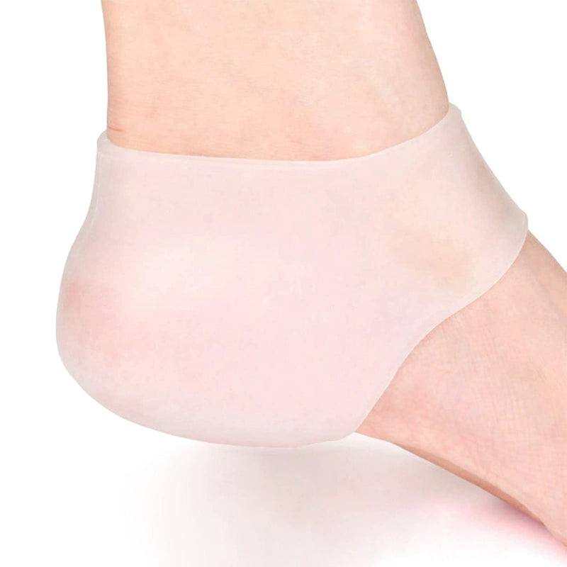 FRIUSATE Pack of 4 Silicone Heel Pads Heel Protection Gel Heel Gel Pads Gel Heel Protection for Heel Pain, Dry Cracked Heel (White) - NewNest Australia