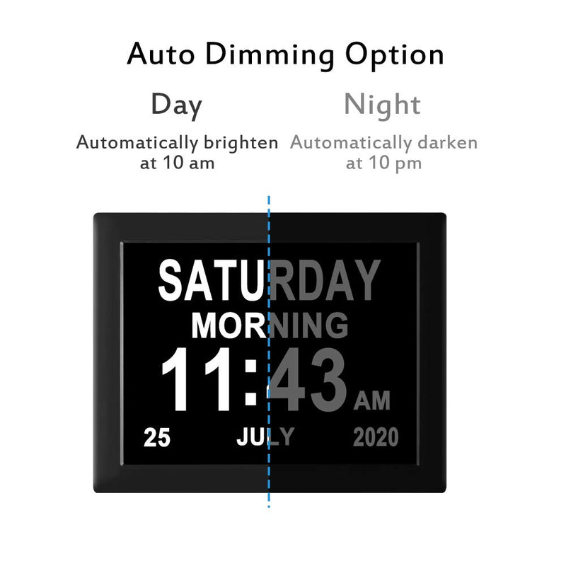 NewNest Australia - 【Newest Version】 Digital Day Clocks 8 Alarms Auto-Dimming Extra Large Day and Date Calendar Dementia Clocks for Seniors Elderly Vision Impaired Memory Loss 
