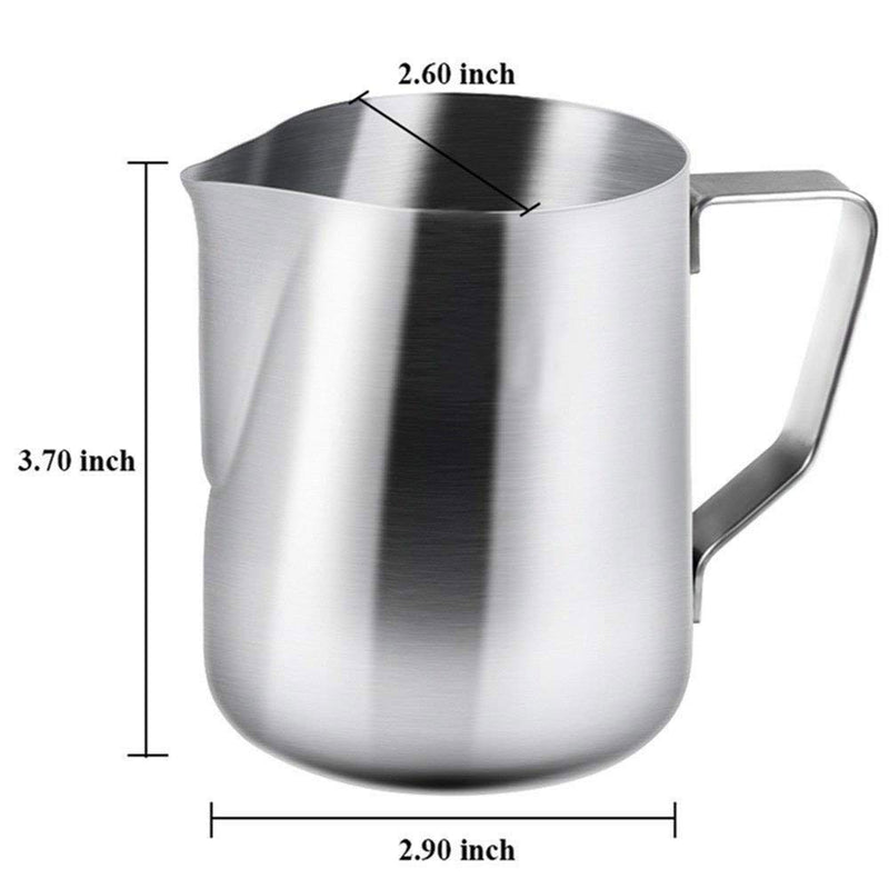 Yishik Barista Milk Jug for Coffee Machine Use,350ml Small Stainless Steel Milk Frothing Pitcher Suitable for Coffee, Latte & Cappuccino- Steady Pour Lip & Embossed Scale 12oz (350ml) - NewNest Australia