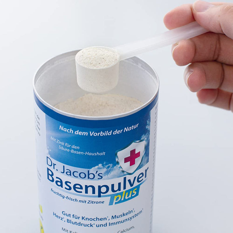 Dr Jacob's base powder plus with real lemon I for muscles¹, bones², heart³ and blood pressure⁴ I potassium calcium magnesium zinc I vitamin CD B1 I also for diets I 300 g base powder vegan - NewNest Australia