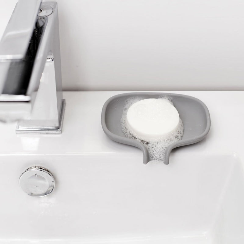 Grey Silicone Soap Bar Holder - Drip Spout Drains Excess Water - NewNest Australia