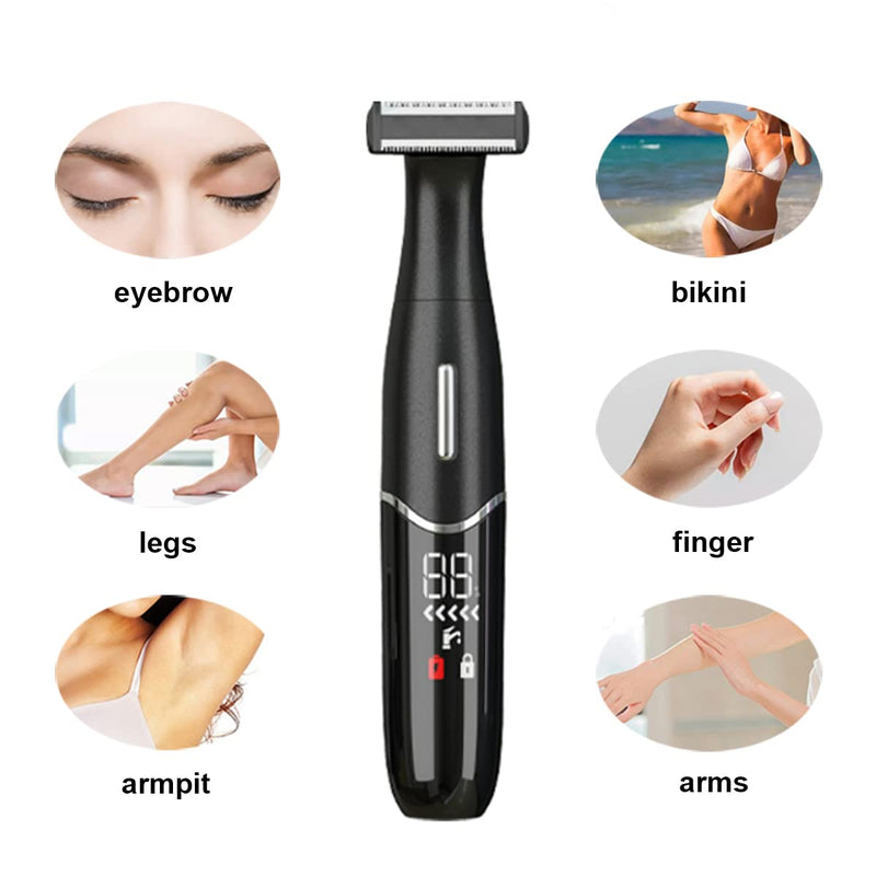 Electric Shaver for Women, 4 in 1 Lady Shaver Bikini Trimmer Rechargeable Electric Razor Wet and Dry Hair Removal for Face Eyebrow Nose Fingers Arms Legs Underarms (Black) Black - NewNest Australia