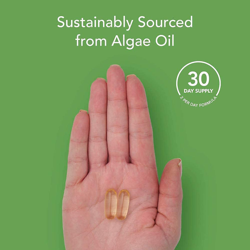 Vegan Omega-3 Fish Oil Alternative sourced from Algae Oil | Highest Levels of Vegan DHA & EPA Fatty Acids | Non-GMO Verified & Vegan Certified - 60 Veggie Softgels (Carrageenan Free) - NewNest Australia