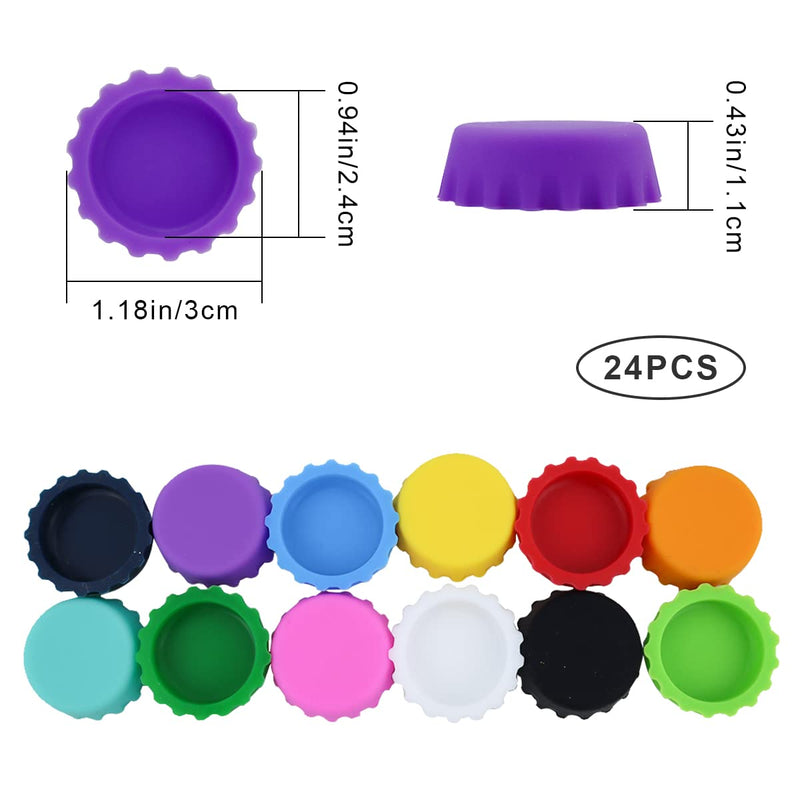 LEEFONE 24 PCS Silicone Rubber Bottle Caps, 12 Colors Reusable Beer Caps for Home Brewing Beer, Soft Drink, Wine Bottle, Beer Bottle, Soda Bottles Kitchen Gadgets - NewNest Australia