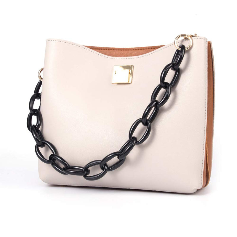 Xiazw Short Thick Resin Purse Bag Handle Shoulder Strap Replacement，Handbag Decoration Chain，Bag Accessories Charms (Black with Gold Buckle) Black with Gold Buckle - NewNest Australia