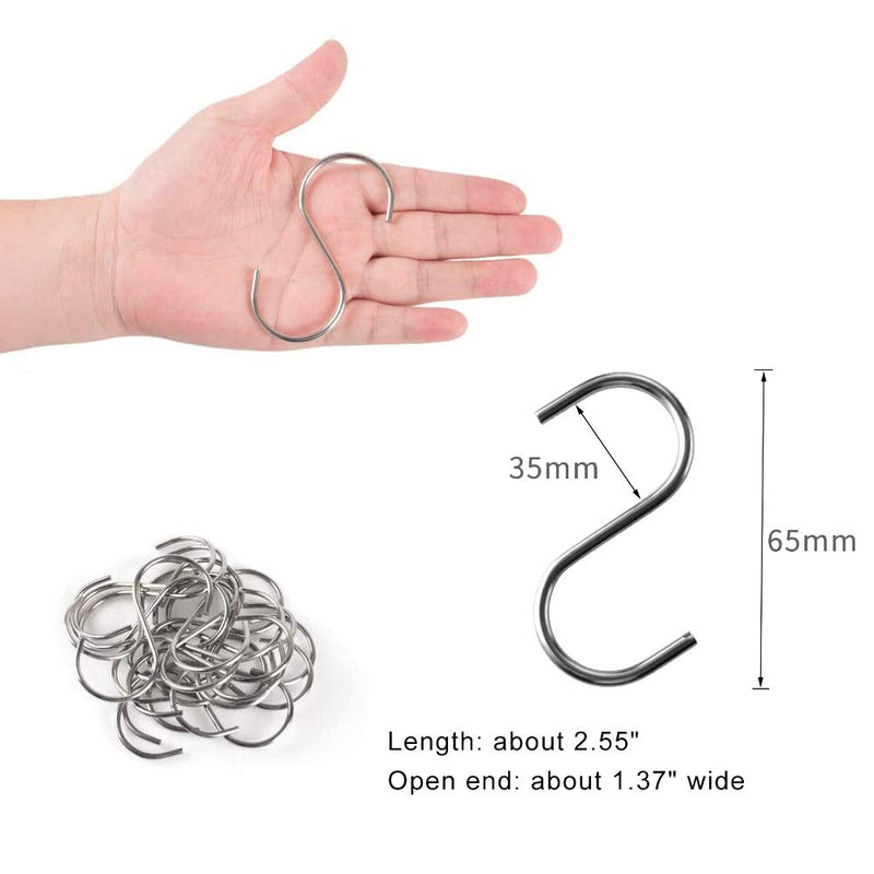 NewNest Australia - 30 Pack Heavy Duty S Hooks Stainless Steel S Shaped Hooks 2.5 inch Metal Hooks for Hanging, Hanging Hook for Kitchen, Bathroom, Bedroom and Office 