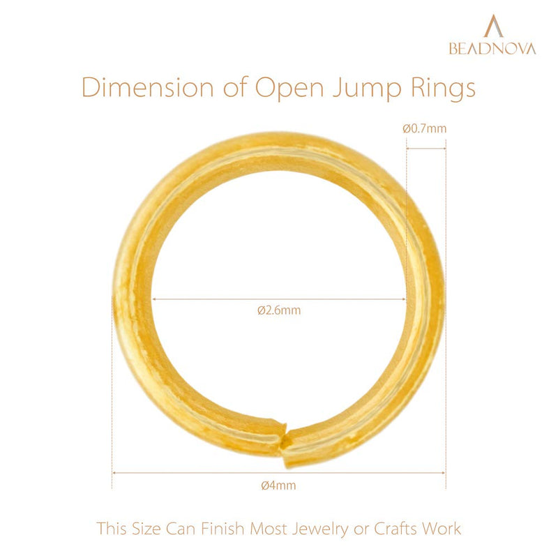 BEADNOVA 4mm Gold Jump Rings for Jewelry Making Open Jump Rings for Keychains and Necklace Repair (1200Pcs) 1200pcs - NewNest Australia