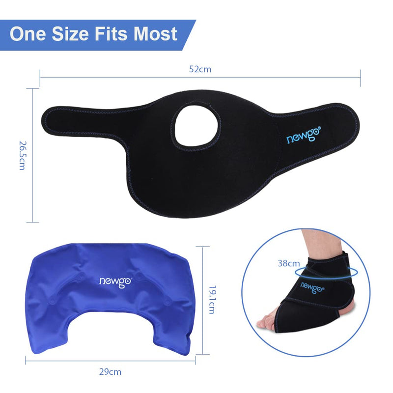 NEWGO Ankle Ice Pack Wrap Reusable Hot Cold Compress Foot Ice Pack for Plantar Fasciitis, Ankle Swelling, Ankle Injuries, Swollen Feet, Ankle Sprain, Post-Surgery Recovery Black B - NewNest Australia