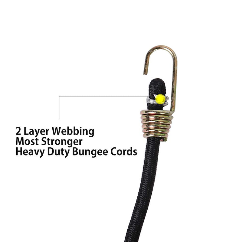 XSTRAP 10-Inch Mini Bungee Cords 20 Pieces Rubber Stretchy Bungee Cords with Steel Hooks for Tarp Covers, Canvas Canopies, Motorcycle, Cargo(Black) Black - NewNest Australia