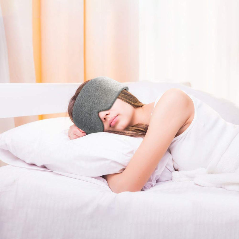 Handmade Cotton Sleep Mask - New Design Light Blocking Sleeping Eye Mask Soft and Comfortable Eye Shape Blinder Blindfold Airplane with Pouch for Nap Sleeping Travel for Women Men Kids(Gray Modal) Upgraded Gray - NewNest Australia