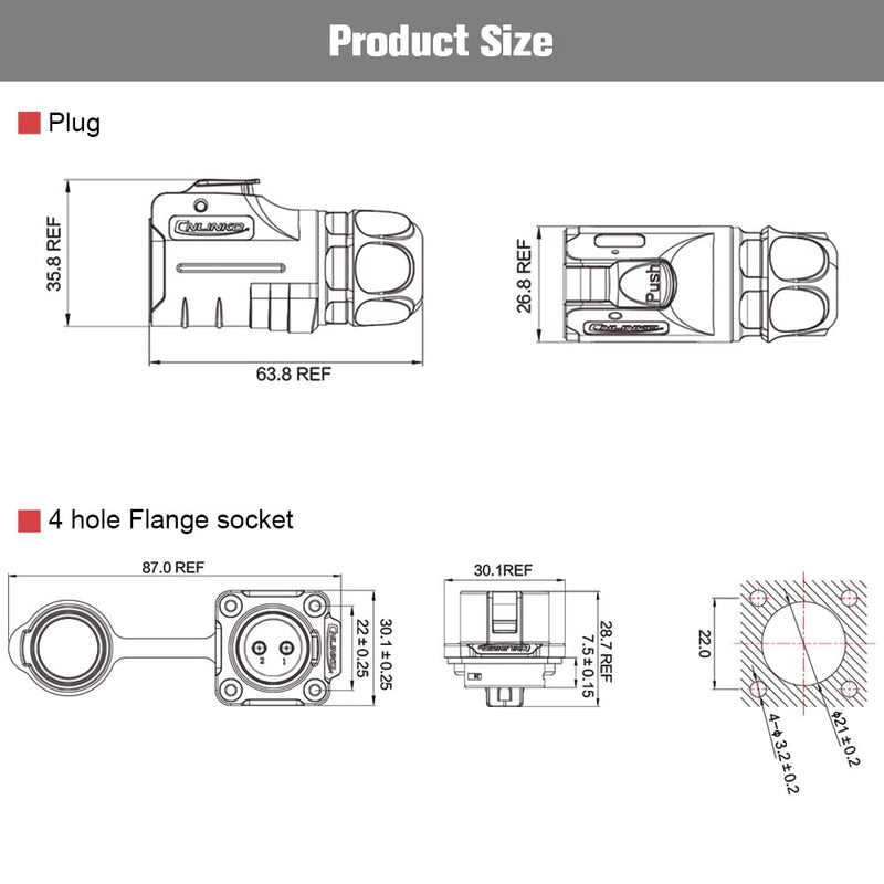2 Pin Connector Waterproof Connectors,Waterproof Wire connectors Male Female Plug Socket 14 awg Waterproof Connector Work with Street Light, and Other Outdoor Connections(2PIN) 2pin - NewNest Australia