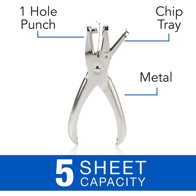 Swingline 1 Hole Punch, Single Hole Puncher, 5 Sheet Capacity, Classic Office Paper Punch for Craft Paper, DIY Crafts, Perfect for Home Office School Supplies, Chrome (74005) Pack of 1 (Chrome) - NewNest Australia
