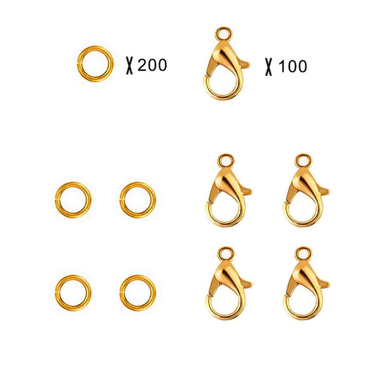 300 pcs Gold Lobster Claw Clasps with Open Jump Rings Set Jewelry Clasps Lobster Claw Clasps for Jewelry Making Findings and Bracelets Jewelry Findings Kit(Clasp:12x6mm+Ring:0.7x5mm) - NewNest Australia