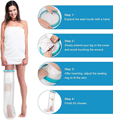 Full Leg Cast Cover for Shower, Waterproof Shower Bandage and Cast Protector for Broken Surgery Leg, Wound and Burns to Keep the Leg Foot Ankle Dry -Adult Full Leg Size(41Inches) - NewNest Australia