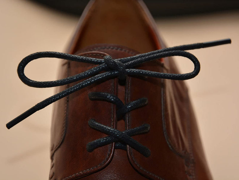 VSUDO Round Waxed Formal Dress Shoe Laces, Diameter 2.5mm Thin Oxford Shoe Laces for Brogues Derby or Blucher Shoes, Replacement Shoelaces for Oxford Ankle Boots or Desert Boots 39" ( 100 cm ) - 1 Pair Black - NewNest Australia